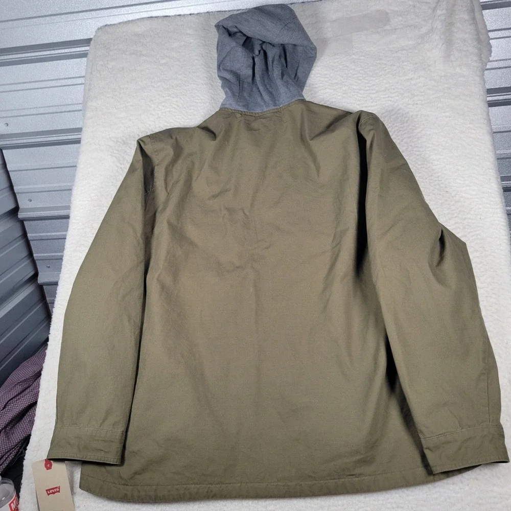 Levi Strauss & Co. Field Jacket‎ Men XXL Olive Green Hooded Zip Utility LM6RC421